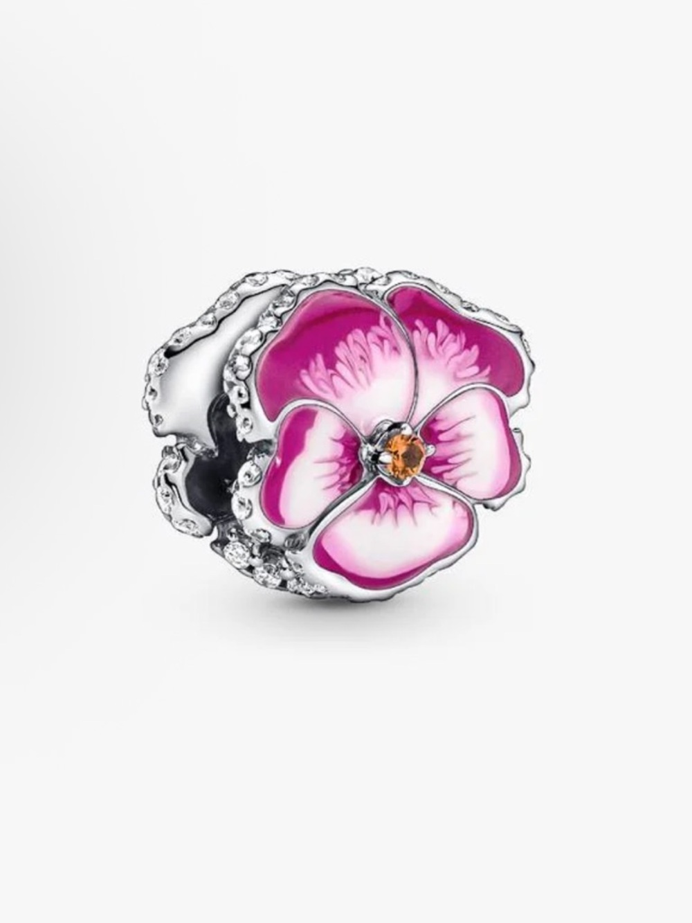 Authentic Pandora Pink Pansy Flower Charm - NWT